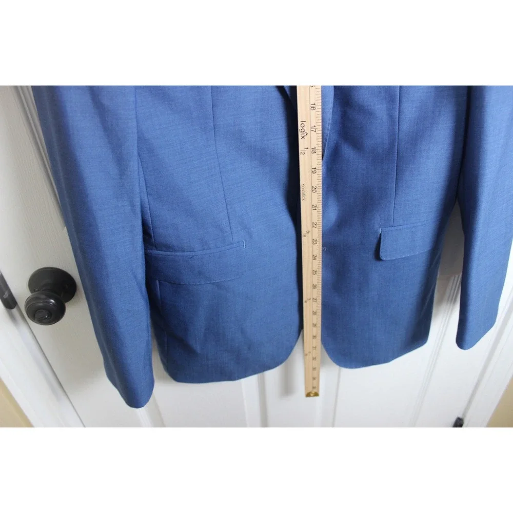 Calvin‎ Klein Mens Extreme Slim Fit Blue Wool Mohair Blend 2 Piece Suit 40L